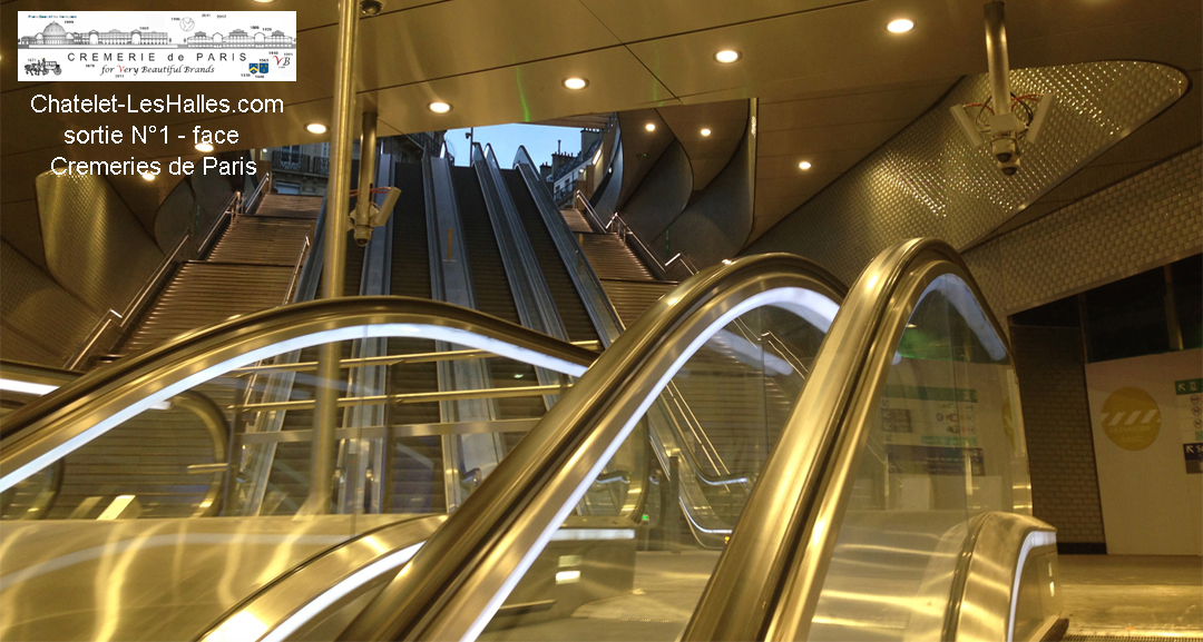 Chatelet-les Halles.com, sortie N°1, face aux Cremeries de Paris - centre des escalators Chatelet-les Halles.com, sortie N°1